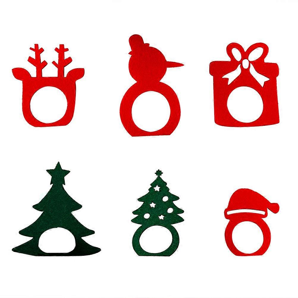 Napkin Rings Christmas Elements Shape for Party Use 6Pcs Assorted Color