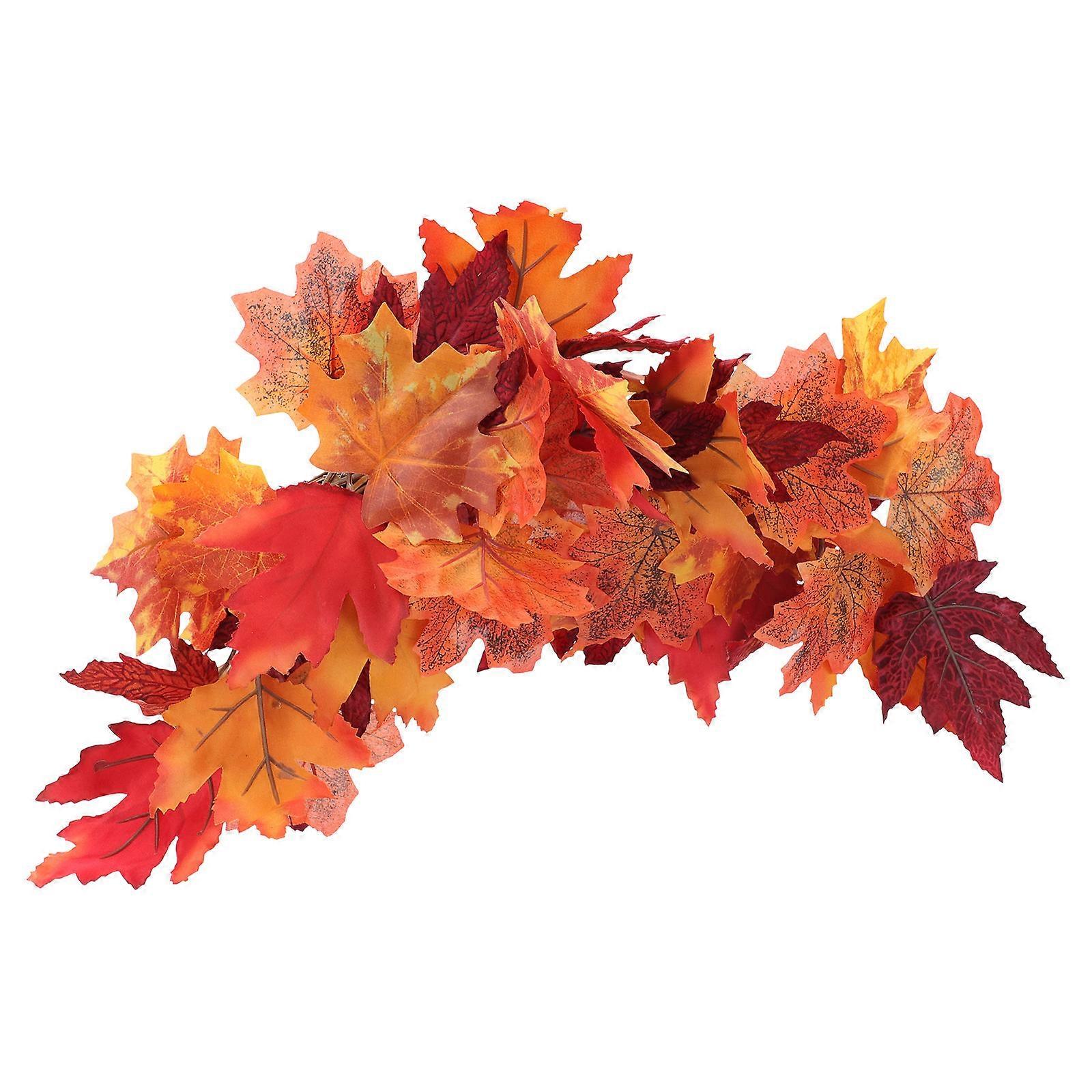 Decorative Maple Leaf Wreath for Door Hanging Pendant 1Pcs Orange Plastic