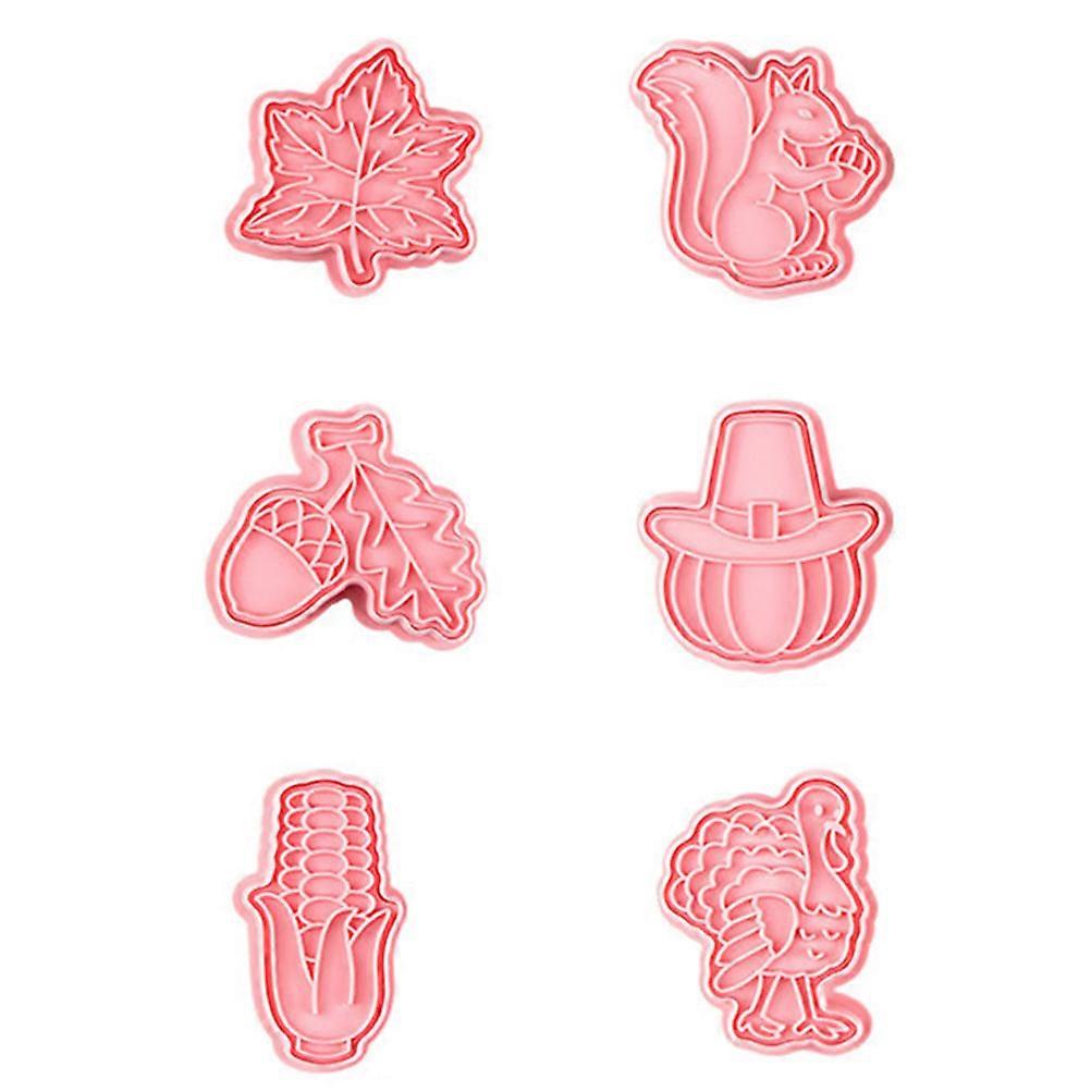 Pink Biscuits Molds Cookie Molds for Thanksgiving Day Baking 6Pcs