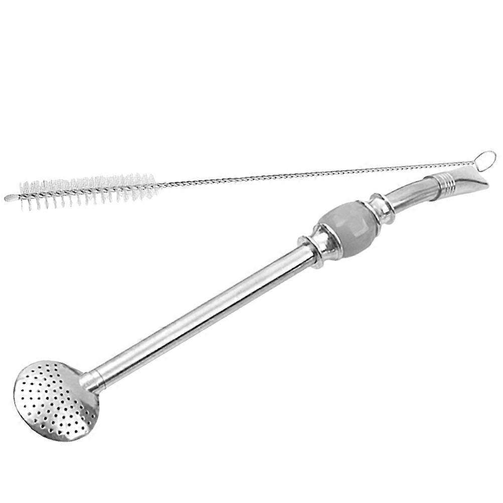 Drinking Filter Stainless Steel Mate Bombilla Straw for Drinking 2Pcs Grey