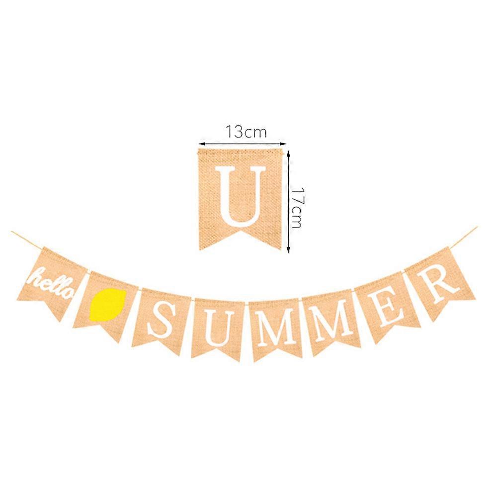 Swallowtail Shaped Burlap Banner Hello Summer Bunting Decoration For Beach Party 1Pack