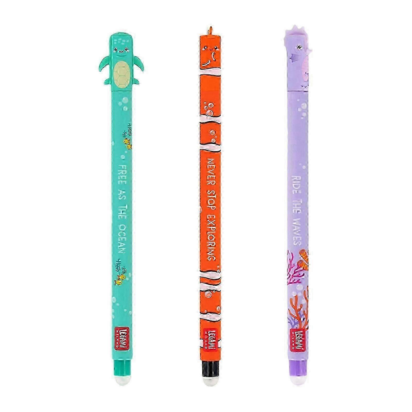 3Pcs Cartoon Effaçable Stylo Gel 0.35mm Pointe Fine Séchage Rapide Pour Notes