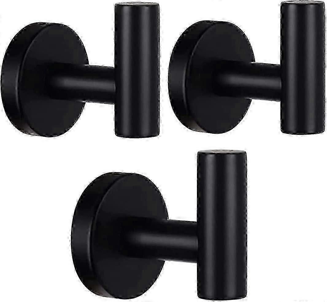 3 Pack Bathroom Towel Hooks, Matte Black Coat Hooks, Robe Hooks, Sus 304