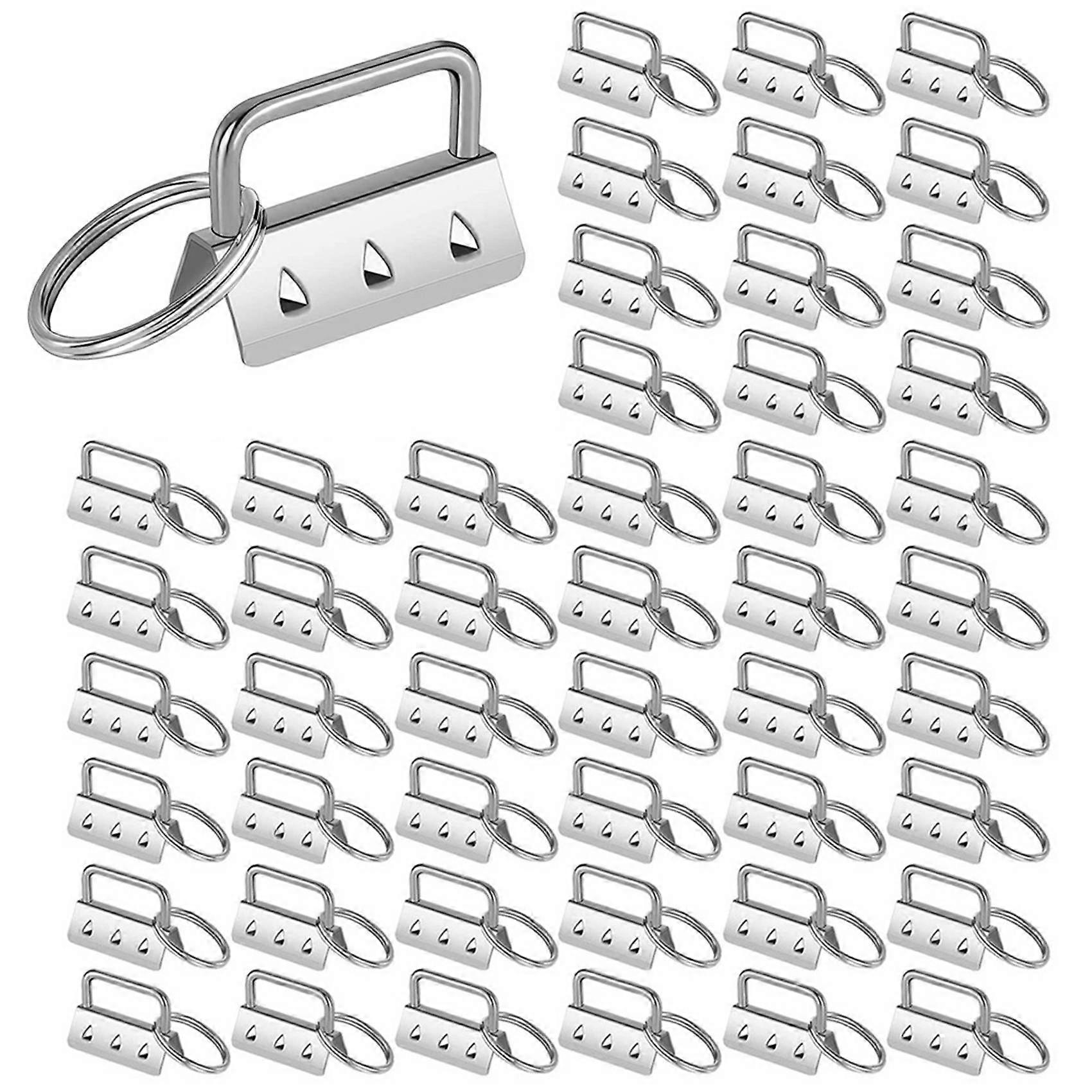 200Pcs Key Fob Hardware with Split Rings Set Tail Clips for Wristlet Clamp Lanyard Keychain DIY Tool with Ring