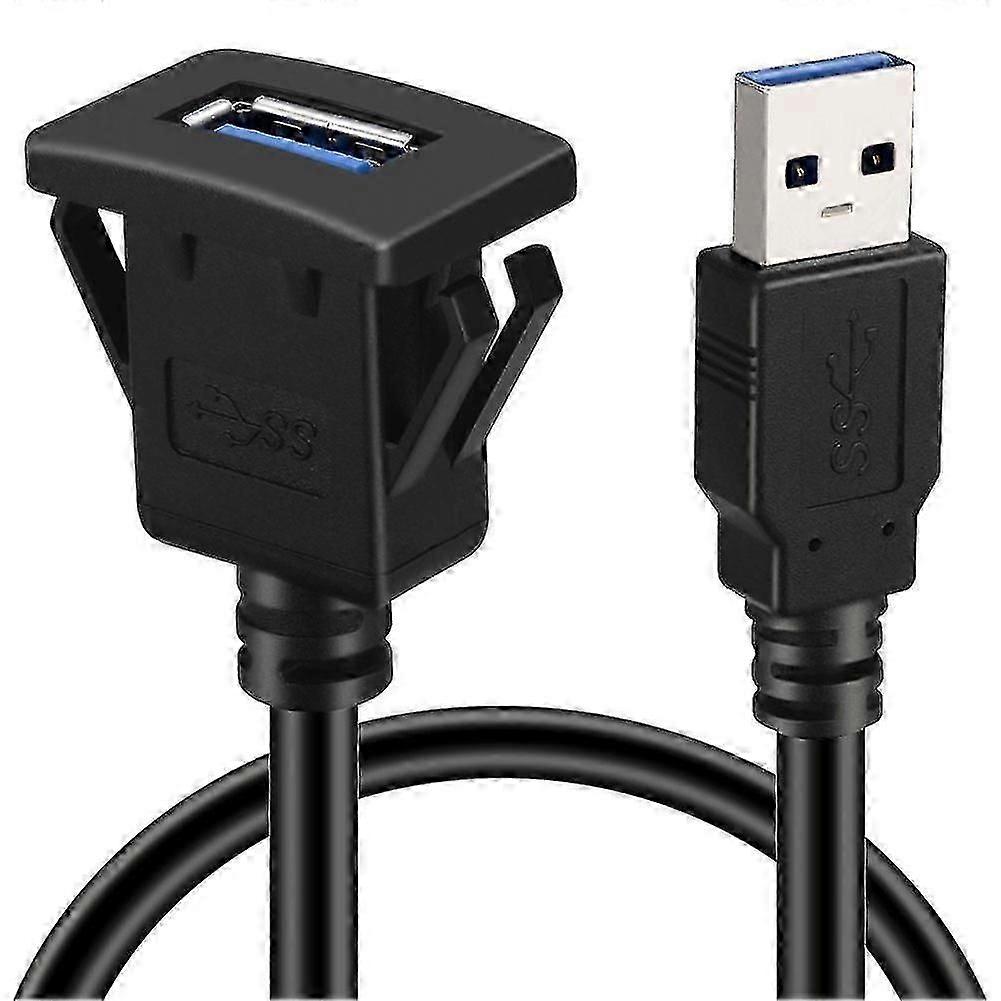 USBパネルフラッシュマウントケーブルUSB 3.0拡張USBマウント、ダッシュマウント、フラッシュマウント、パネルマウントケーブル、車、ボート、オートバイ用(正方形シングルUSB 3.0