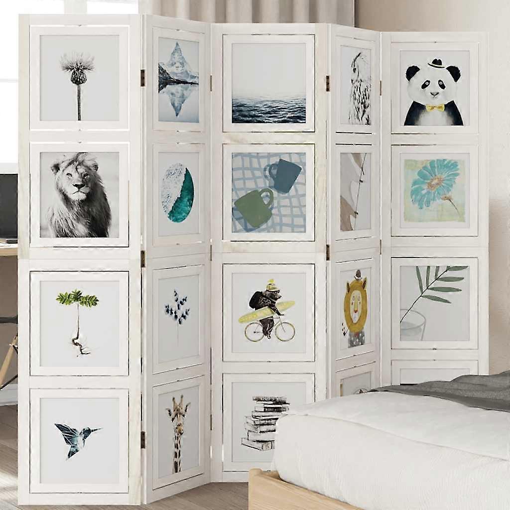 5 pcs. Room divider white solid wood Paulownia