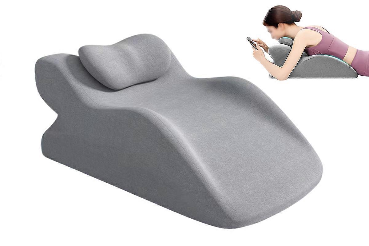 Ergonomic Memory Foam Reclining Pillow Prone Reading Cushion for Bed-Light Grey