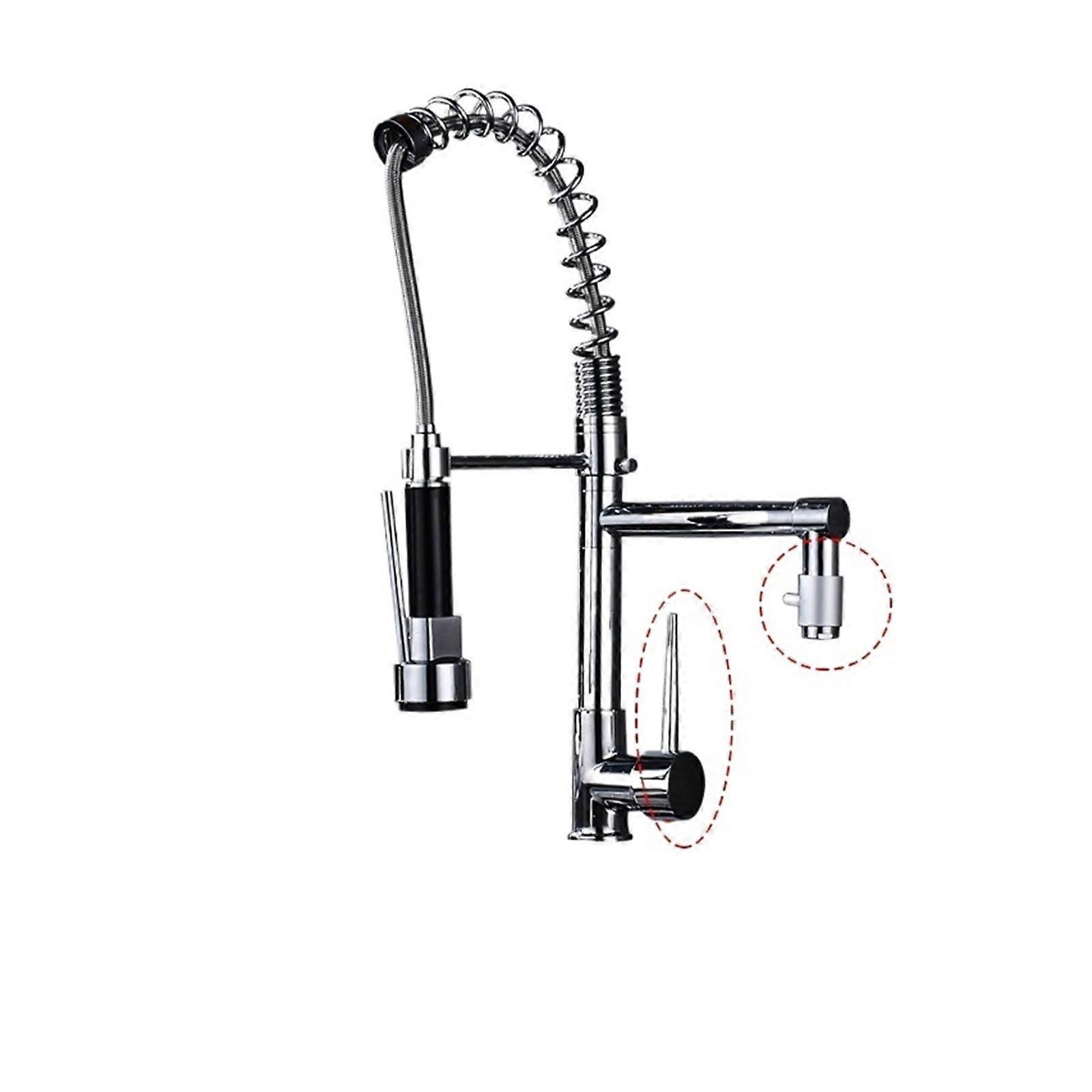 1PCS Matte Black Spring Pull Down Kitchen Faucet With Swivel Dual Spout, Hot And Cold Mixer