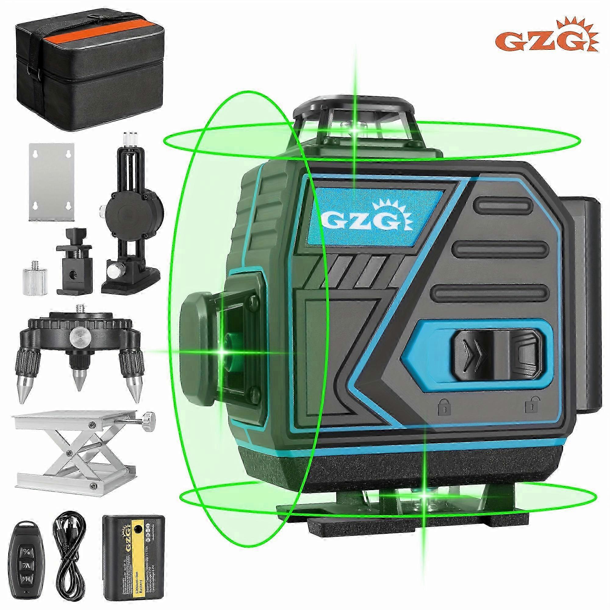 25-26 GZG Laser Level 4x360 Self Leveling 16 Lines Green Beam 4D Cross Professional Line Laser Tool Pulse Mode For Construction Tiling Pictu