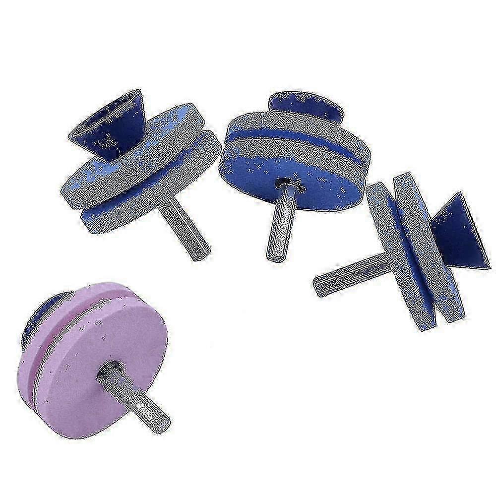 -4 Pieces Whetstone Double Layer Lawn Mower Drill Blade Sharpener Blade Balancer For Hand Power Drill,blue*3+pink*1
