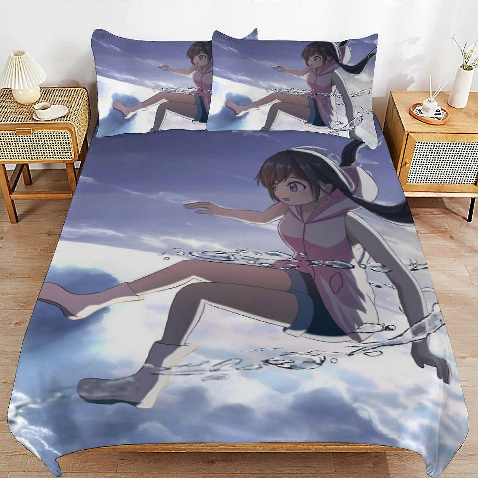 E392 Weathering with You Machine Wash Safe Practical Zipper Soft Touch Quality Fabric Duvet Cover Sets for Comfortable Sleep F392