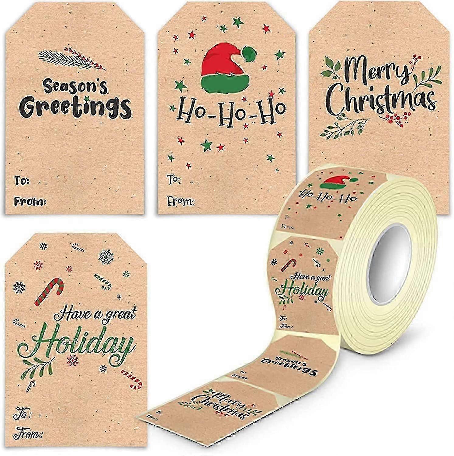 Christmas Labels Stickers,xmas Self Adhesive Kraft Paper Gift Tag Stickers,merry Christmae Holiday Name Tags Labels Decorative Stickers For Gifts, xma