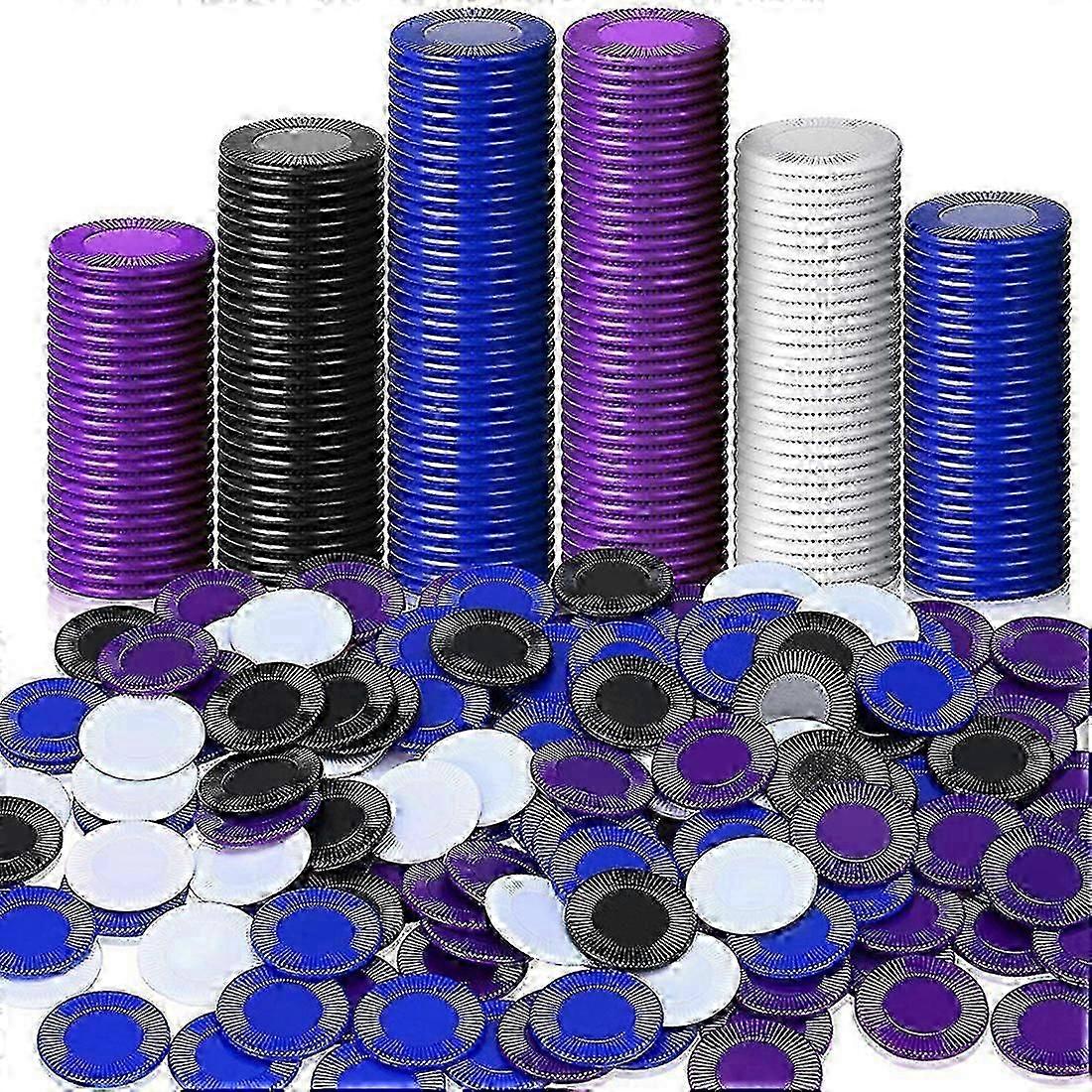 400 stykker Plast Poker Chips Game Chips 4 Farger Counter Card for Game Playing Counting Bingo Game Chips Card, 2