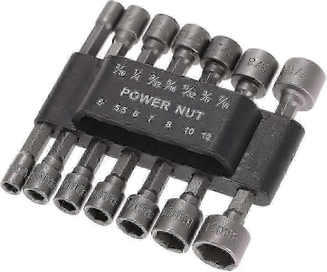 Versatile 14pcs Electric Nut Driver Set - Metric Socket Wrench with Quick Change Adapter