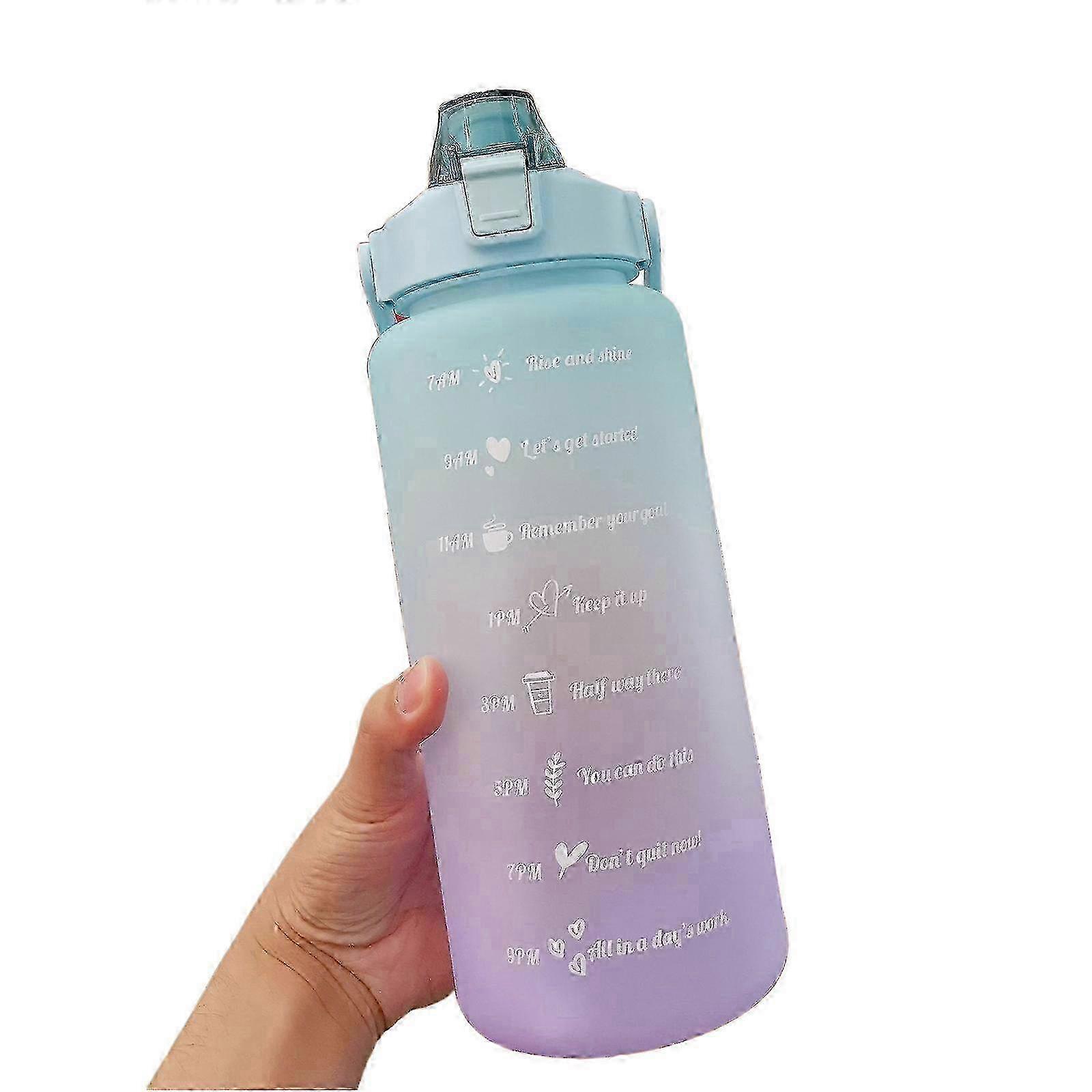 Water Bottle Drinking Bottles Large-capacity Gradient Color Portable Outdoor Leakproof With Straw 2L Bouncing Cover
