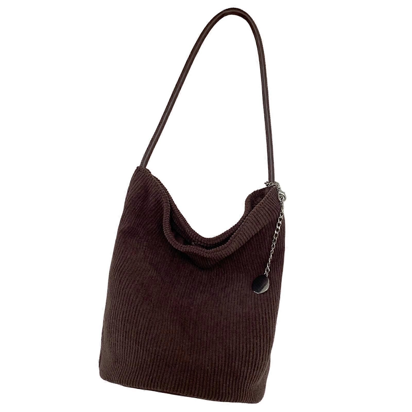 Comfortable Corduroy Bucket Bag For Daily Use Underarm Purse With Soft Practical Fabric Work Commute Casual Outfits  Coffee