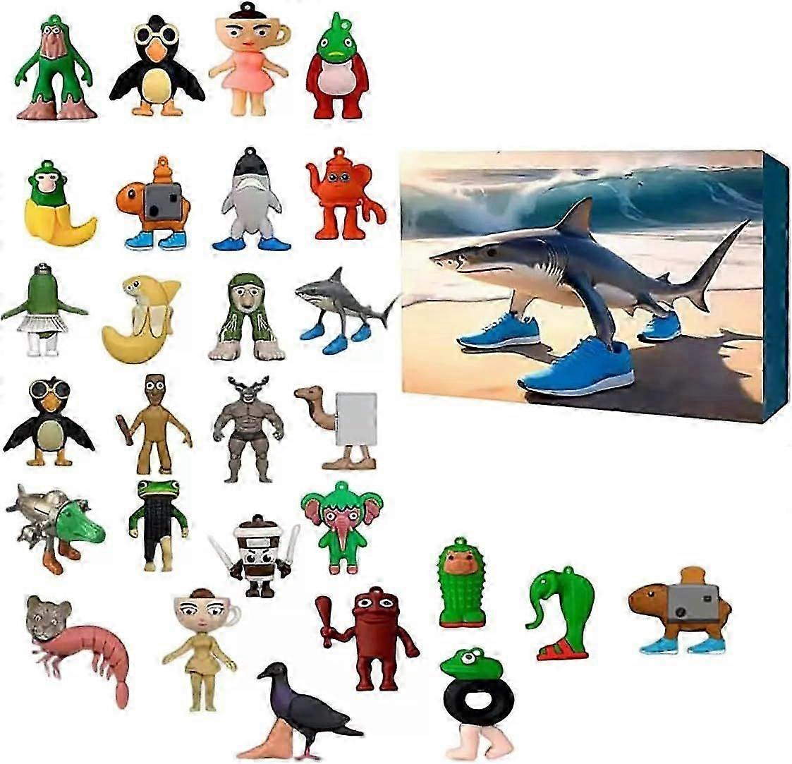 2025 Advent calendar tralalero tralala Silicone Advent Calendar, 24 Day Tung Tung Tung Sahur Figure Countdown Calendar Collection Decoration Gifts