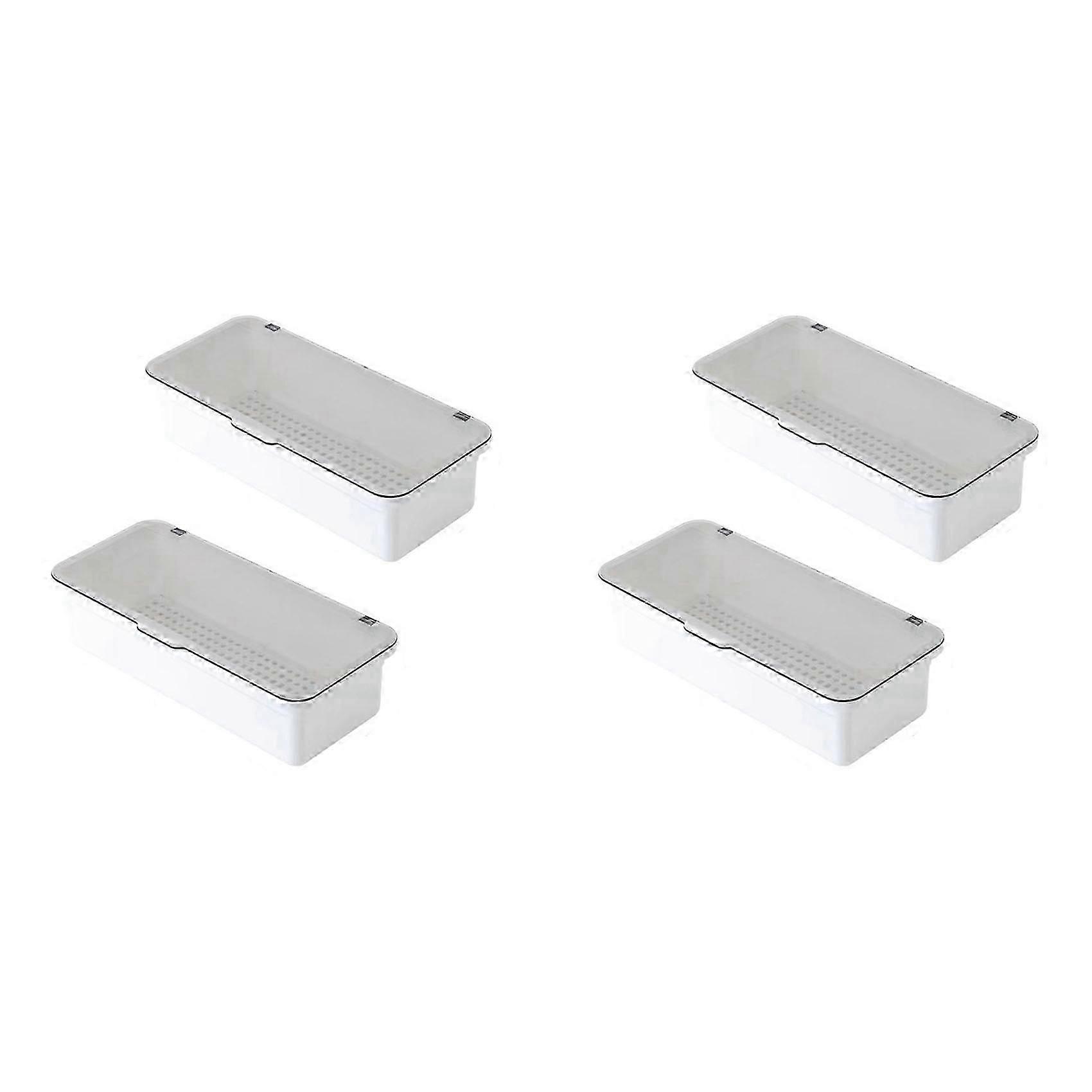 Flatware Tray, Utensil Storage with Lid Plastic Cutlery Tray, D