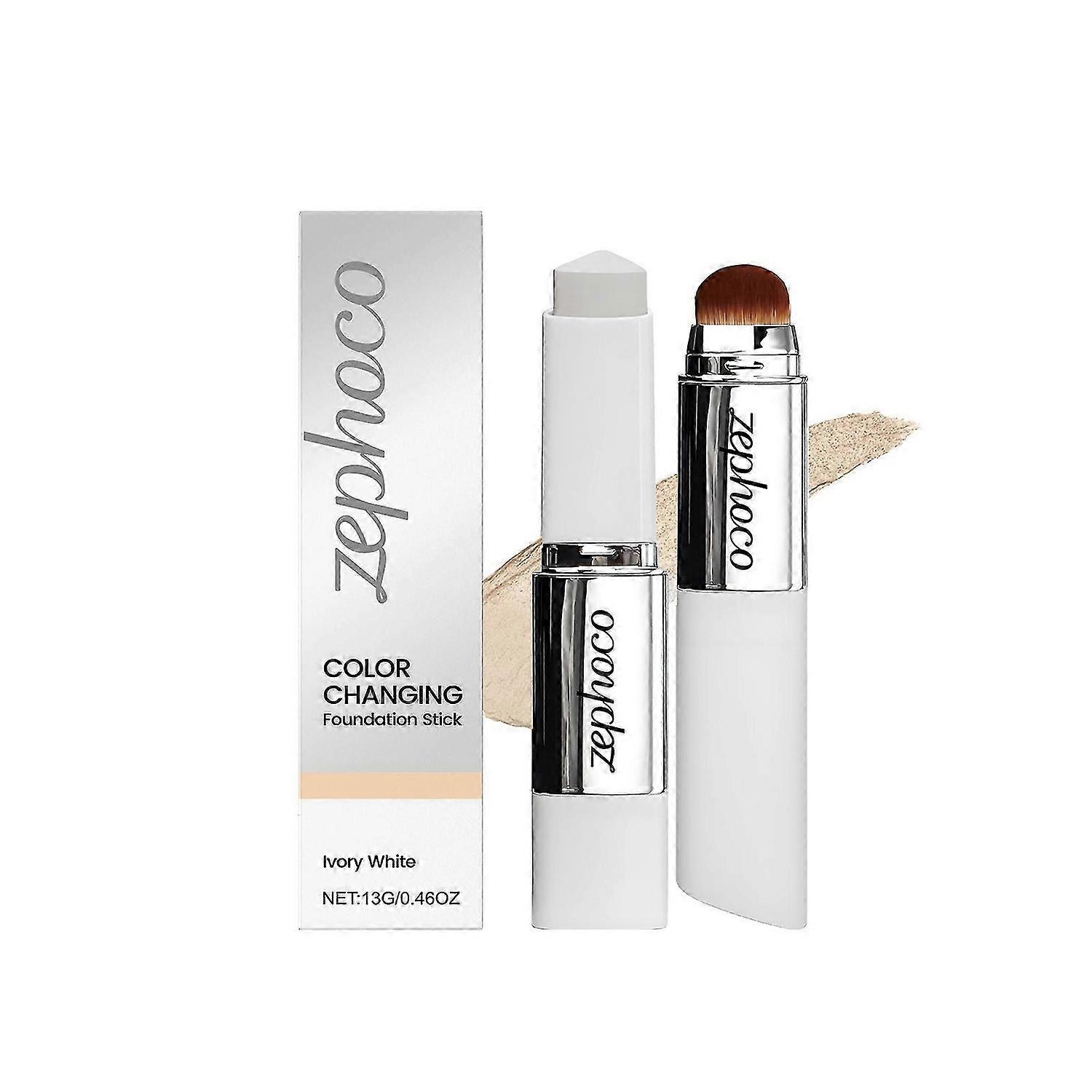 Color-Changing Foundation, Medium to Full Coverage, Dewy & Hydrating Makeup, Dual-Ended with Brush for Flawless Look