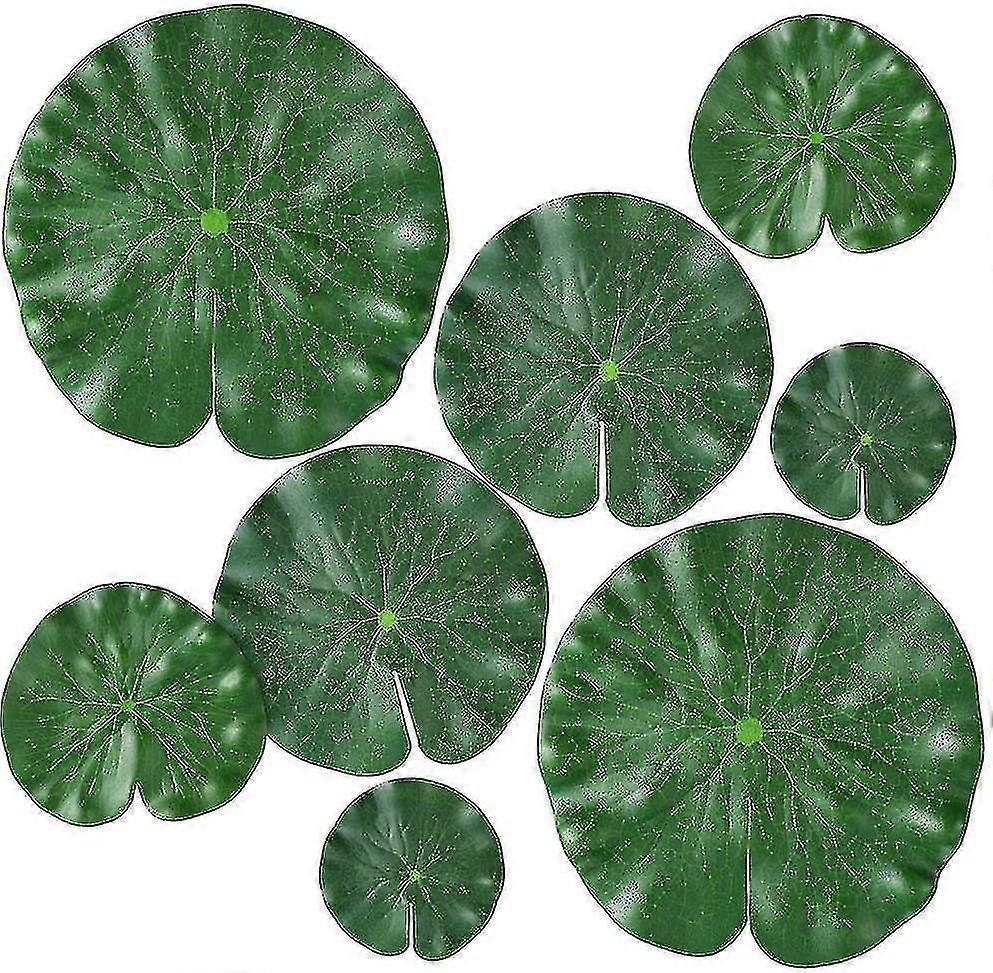 8 Pack 4 Sizes Artificial Water Lily Pads For Floating Plants And Realistic Lotus Leaves For Home, Garden, Ponds, Pool, Aquarium, Landscape