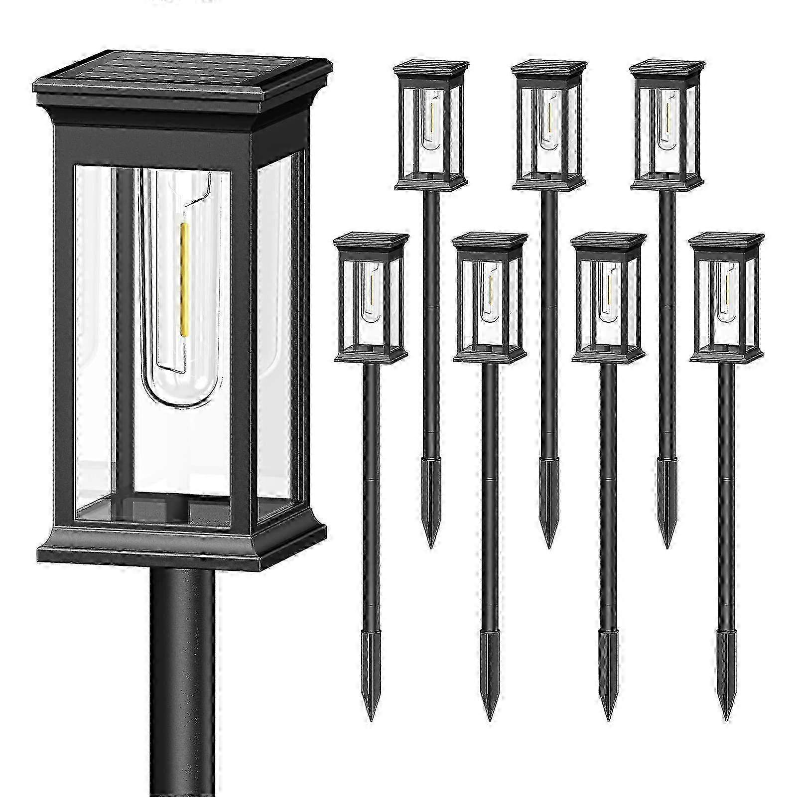 8-pack solar pathway lights, auto on/off
