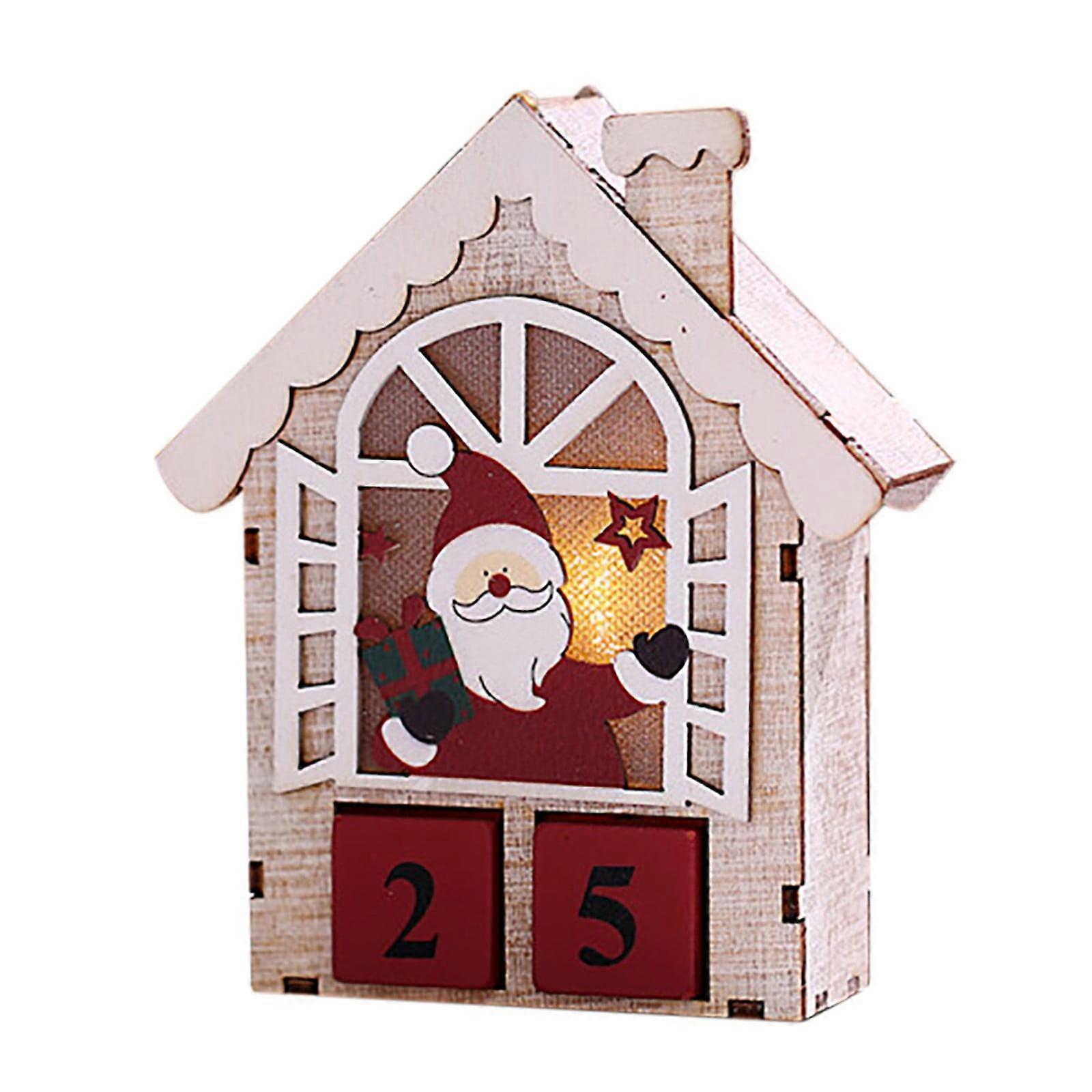 Generic Christmas Lighted Calendar Wooden Creative Countdown Ornament,Christmas Advent Decorative & Reusable Wooden Countdown Calendar Clearance
