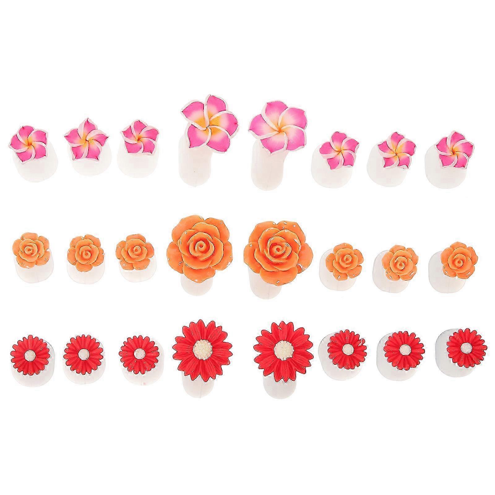 24pcs Pedicure Toe Separators Decorative Flower Toe Separators Silicone Reusable Toe Separators