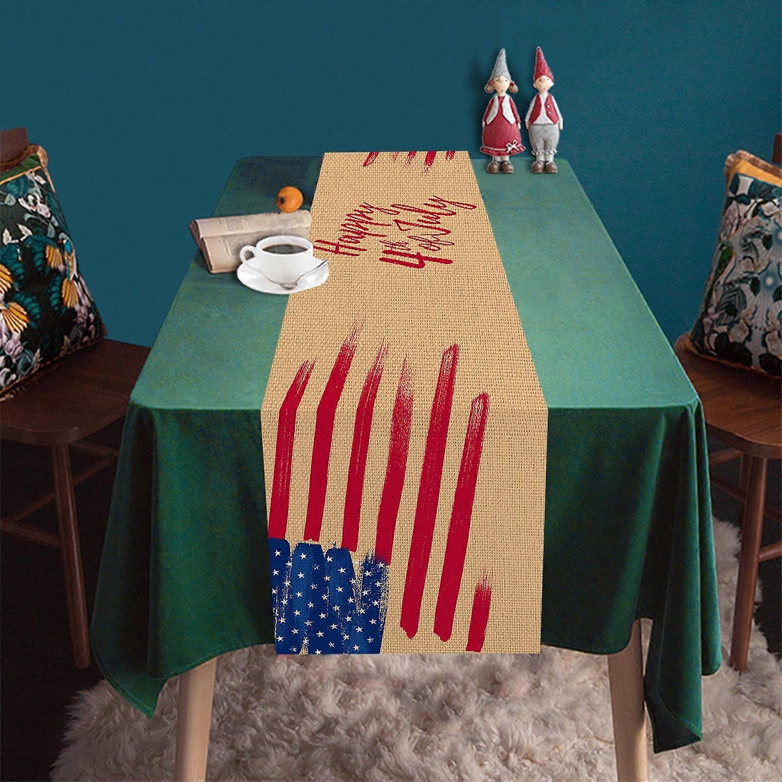 Giyblacko Table ClothInnovation Independence Day Decorative Table Runner Linen Durable Table Mat Border Exclusively For Strong Table Cloth