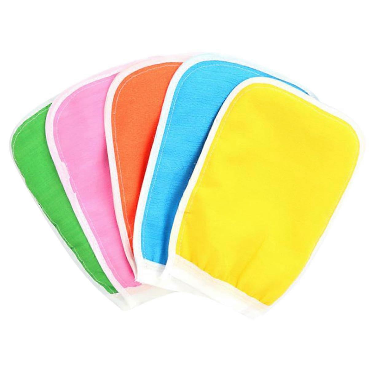 Exfoliating Gloves 5Pack, Textured Body Scrub and Back Scrub, Spa Quality Exfoliation, Random Color