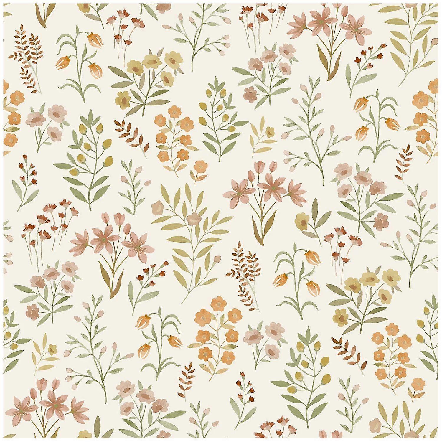 Grandeco Placed Posey Neutral Pink Wallpaper