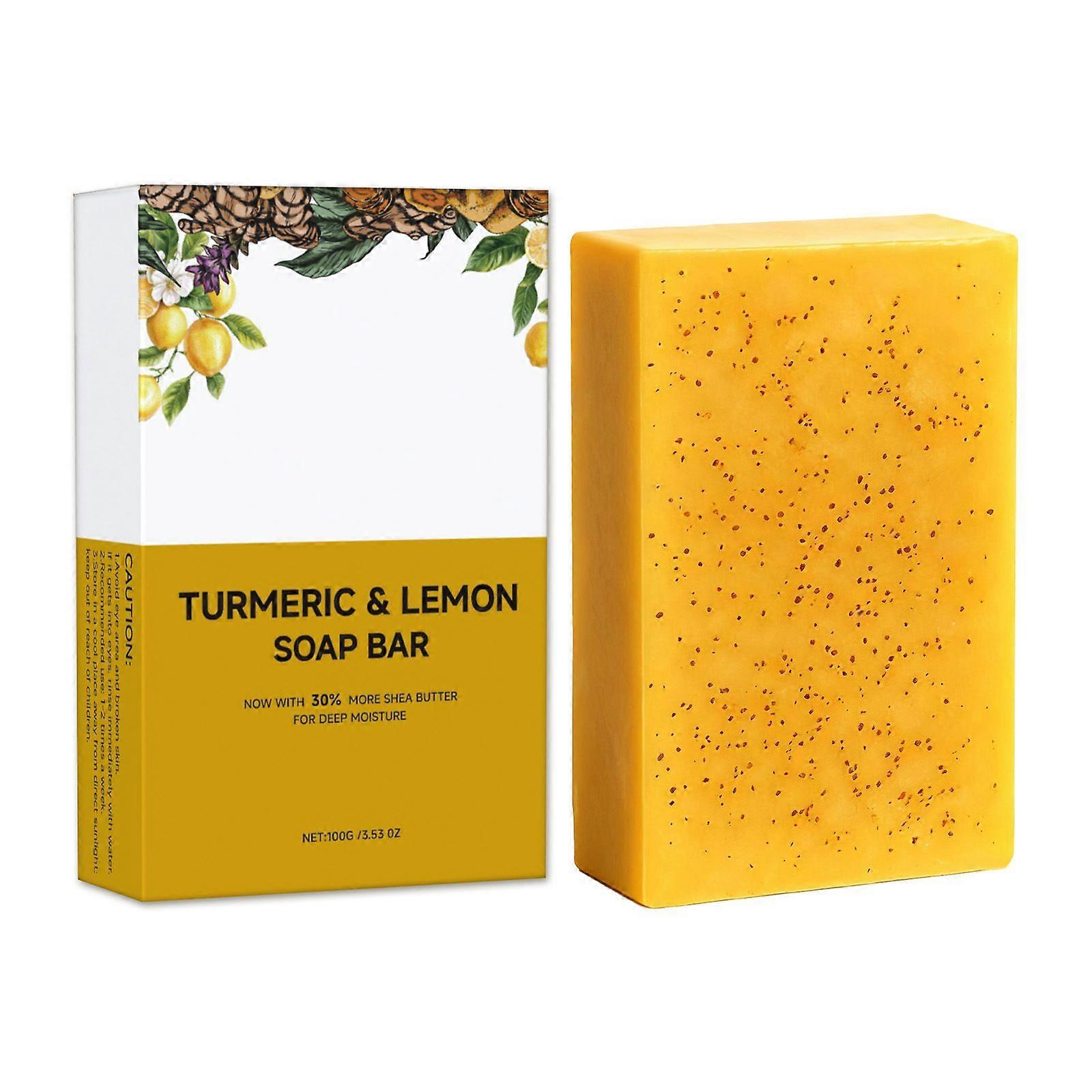 Turmeric & Lemon Soap Bar for Dark Spot Removal - Deep Cleansing Soap Bar for Face and Body, Daily Face Wash, Gentle Exfoliating Bar Soap for All Skin
