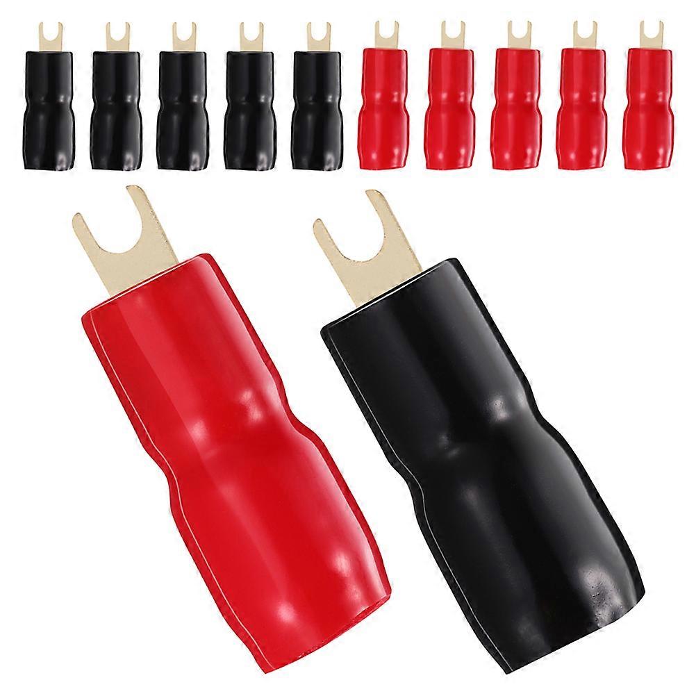 Fork Wire Connectors 6Pairs Electrical Crimp Terminal Red Black Assorted Color Polarity Identification Audio Signal Transmission