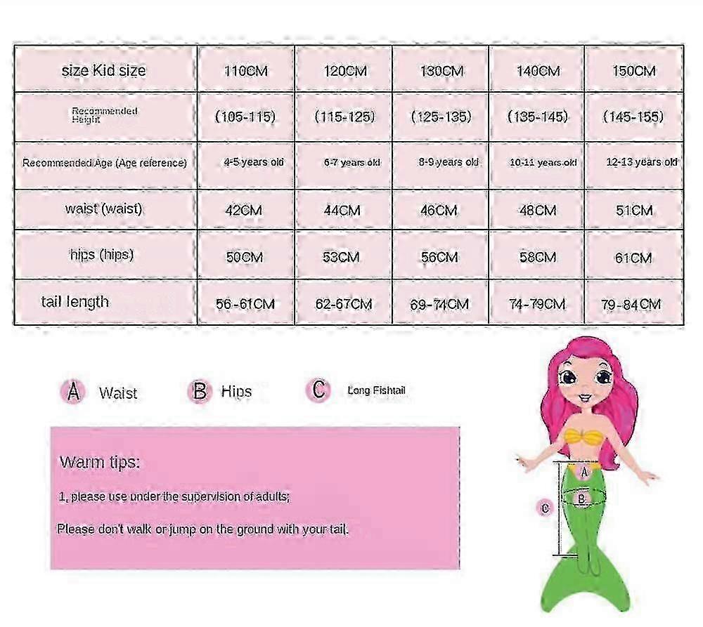 ذيل حورية البحر مع بدلة سباحة واحدة مكفف ، بدلة بيكيني الأميرة ملابس السباحة ، لعب الأدوار ، فتاة ، من 3 إلى 4 سنوات