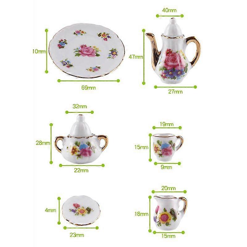 1:12 Miniature Porcelain Tea Cup Set Ceramic Teapot Accessories