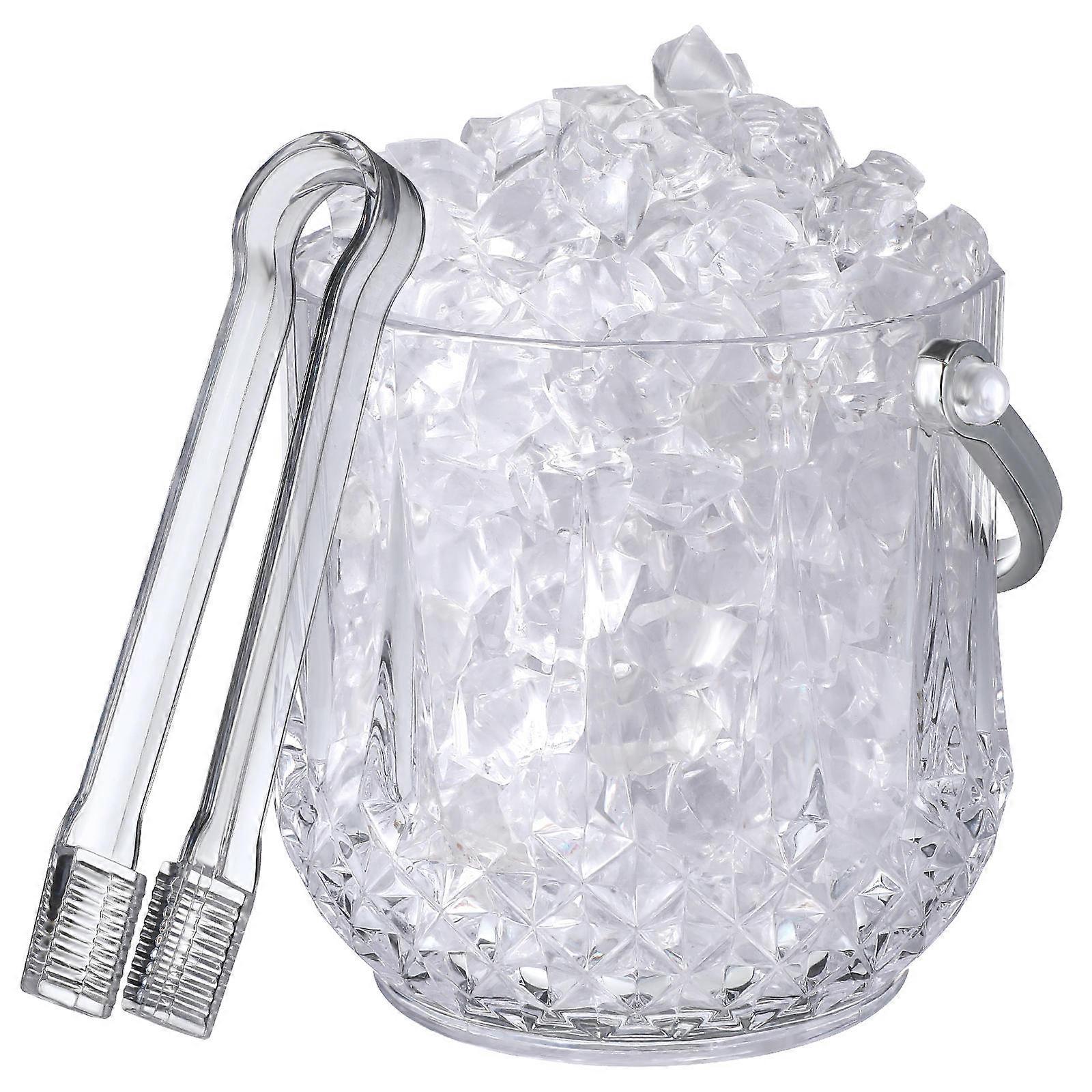 1 Set 2pcs Portable Ice Bucket Plastic Ice Clamp Ice Container (Transparent)
