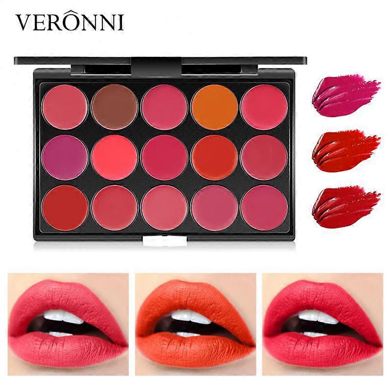 15 Colors Lipstick Palette Matte, Moisturizing And Non Fading, Non Stick Cup, Makeup Tray Easy To Color  Ideal Valentine's Gift