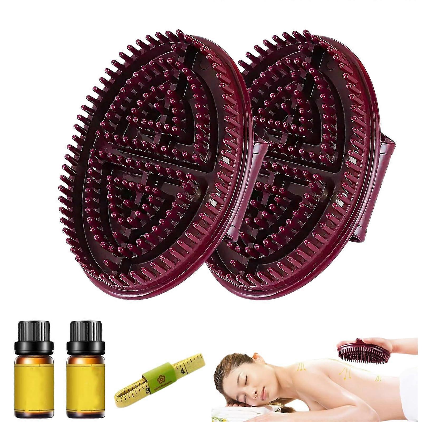 2Pcs Meridian Massage Brush for Full Body SPA Relaxation, Scalp Comb, Promotes Circulation
