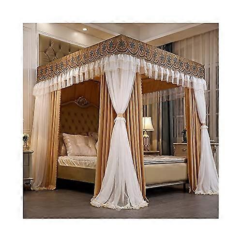 Bed Canopy with Mosquito Net, Retractable Lace Privacy Curtain for Four Poster and Bunk Beds