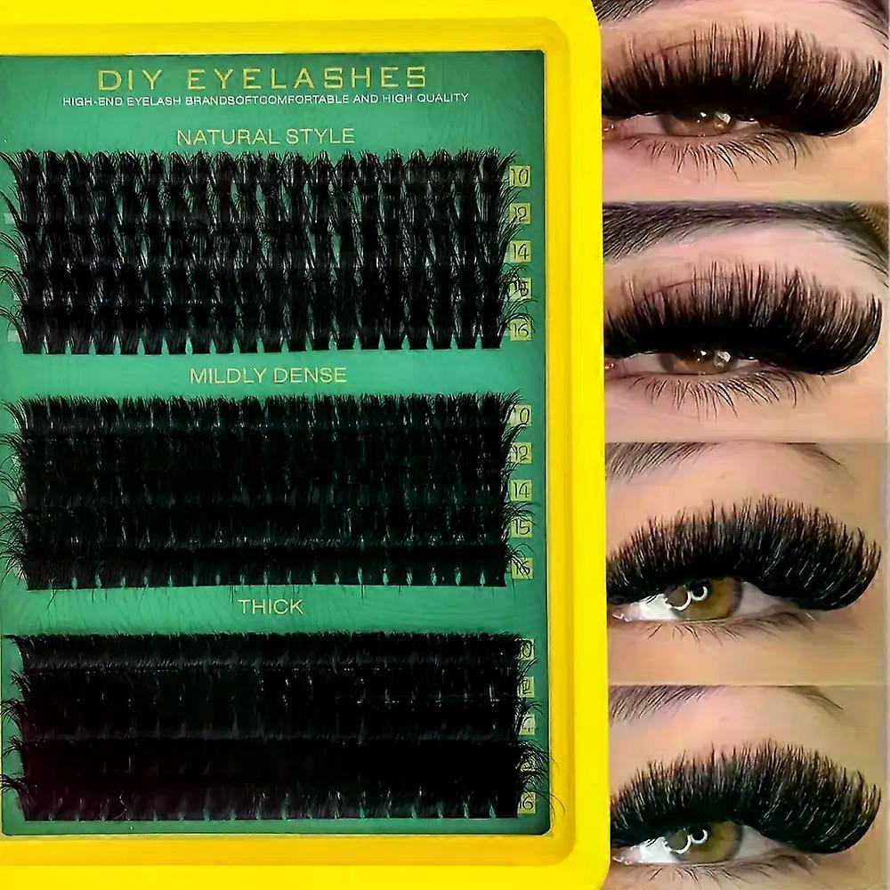 DIY Eyelash Extension Kit - Fluffy Mixed Lengths 10-16mm, 0.07mm Thick Lashes with Tweezers Beginner-Friendly Reusable Set