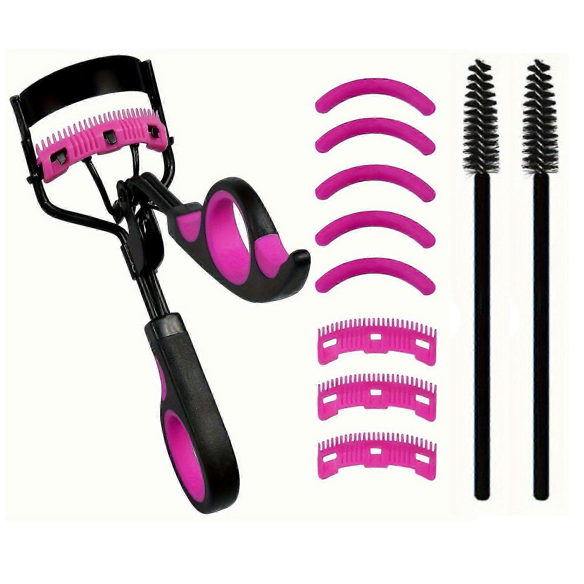 1 Set Eyelash Curlers With Comb Lash Curler With 5 Replacement Refills, 3 Combs, 10 Seconds Curl And Lifted Lashes Black And Purple