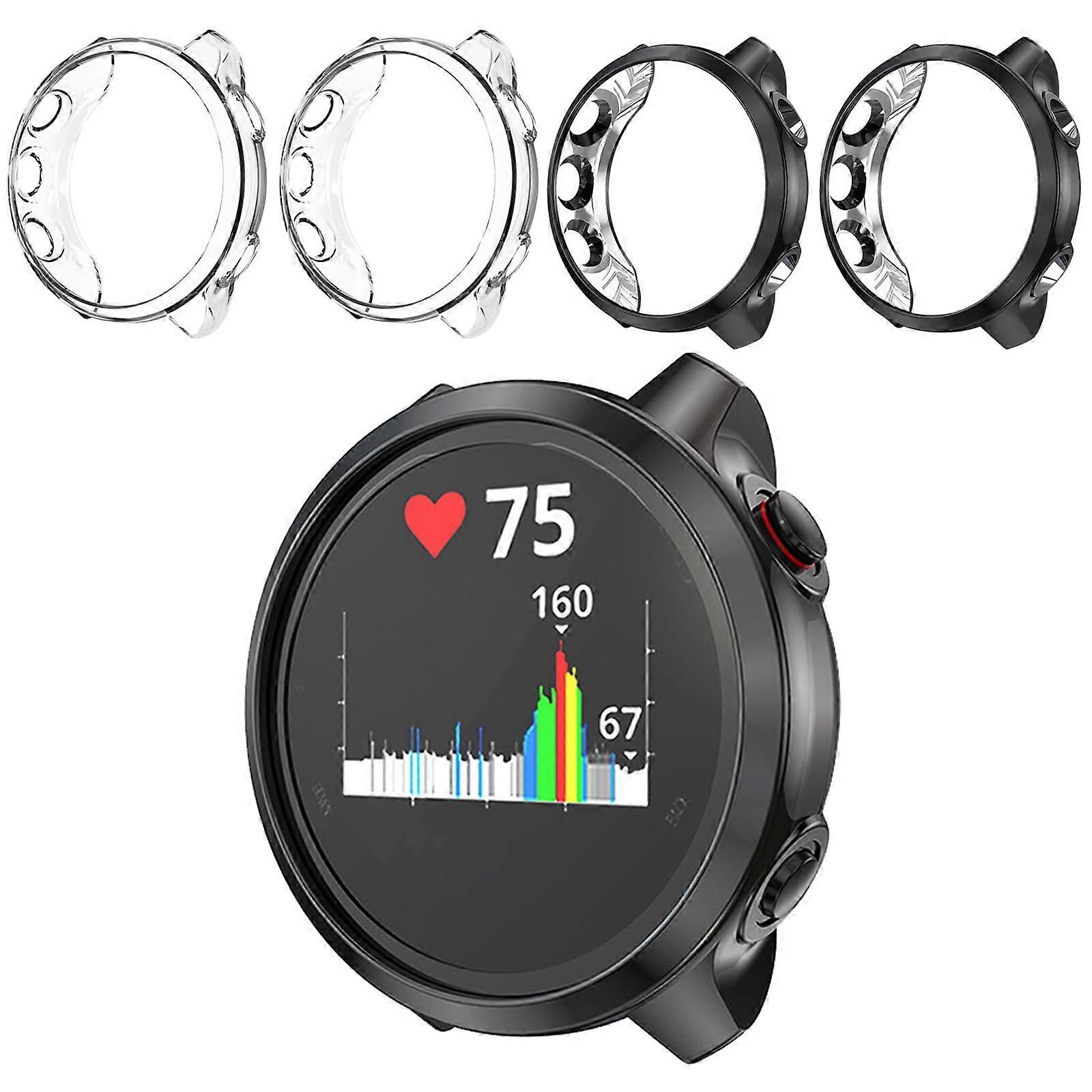 4 Pack Screen Protector Case for Garmin Forerunner 245/245 Music, TPU AntiScratch Bumper, 2 Clear 2 Black