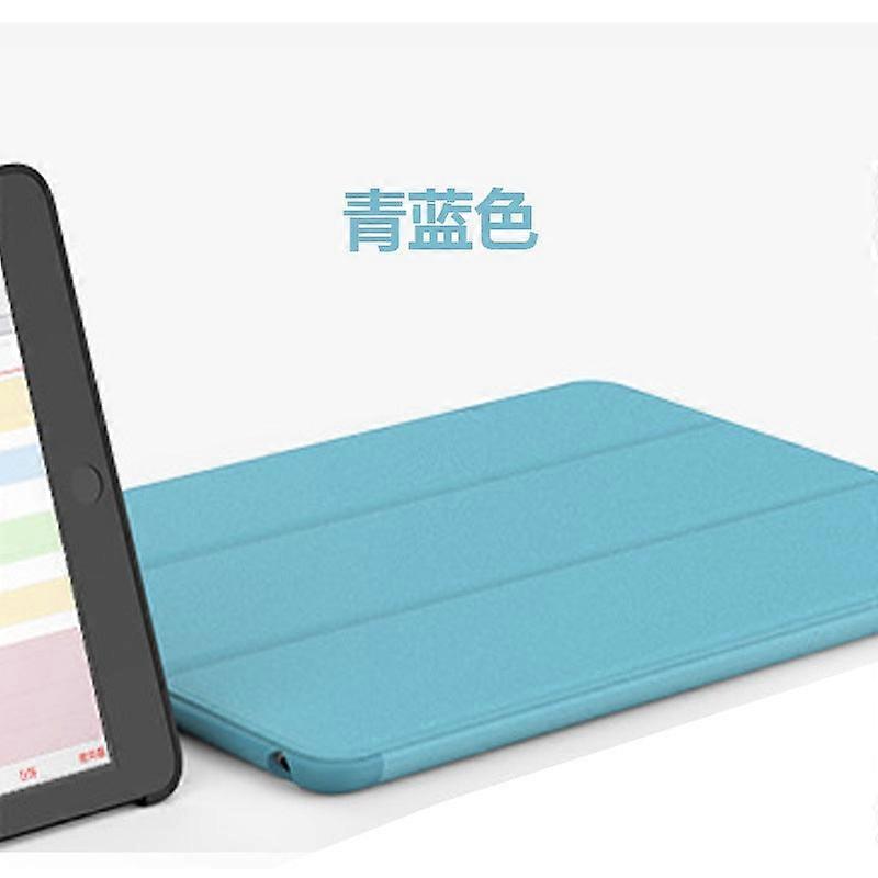 Case For Ipad Mini6/mini7 Cyan Blue Tri-fold Soft Sleep Silicone Leather
