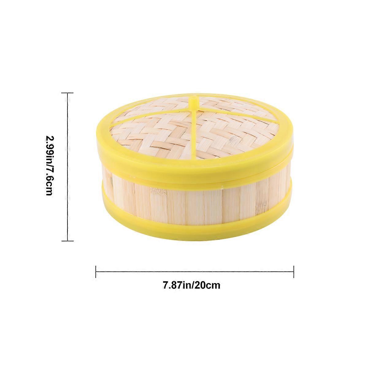 Bambus-Dampfgarer mit Deckel, einstöckig, gelb, 1 Set