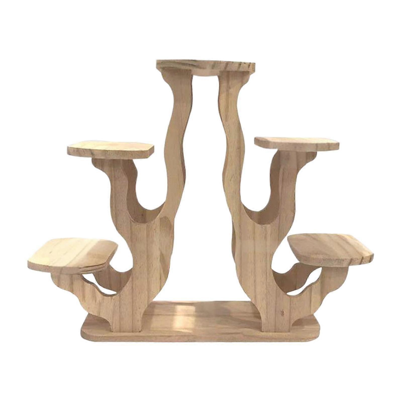 Rustic Wooden Plant Stand Tabletop Display Shelf for Indoor Decor and Space Saving Use