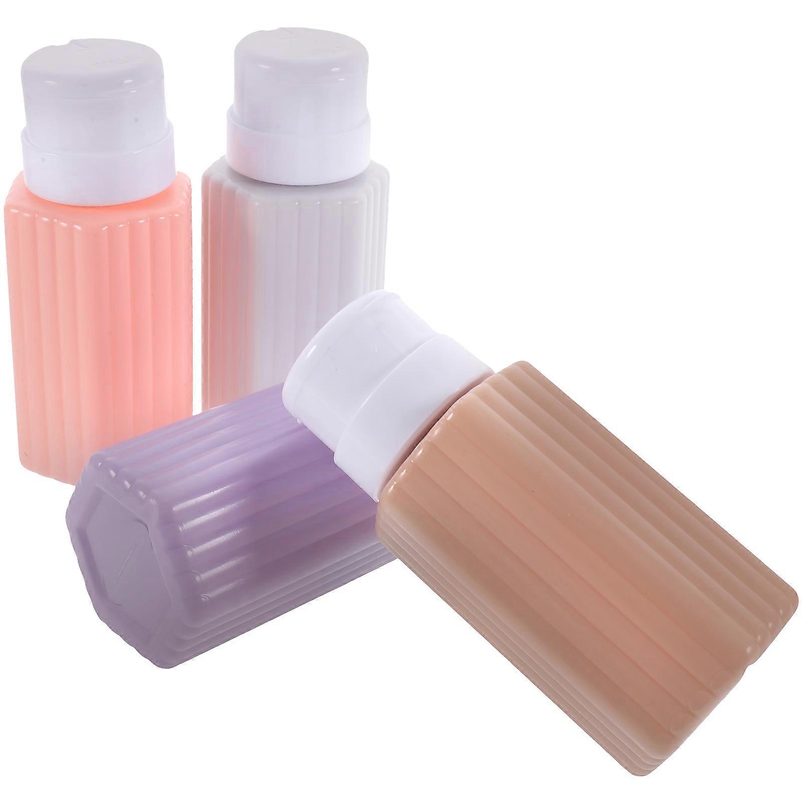 Nail Polish Remover Press Pump Bottles for Storage Use 4Pcs Plastic
