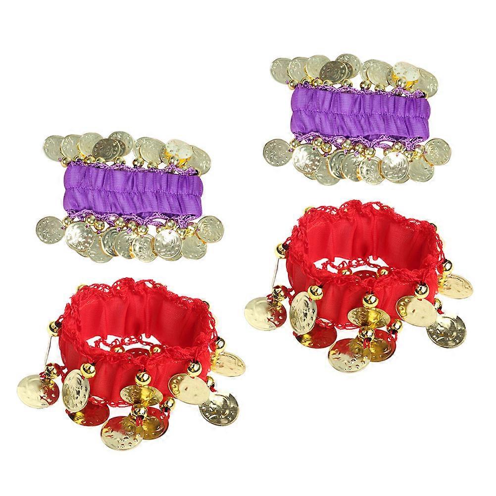 Belly Dancing Bracelet Coin Tassel Accessory for Dancing 2Pairs Set