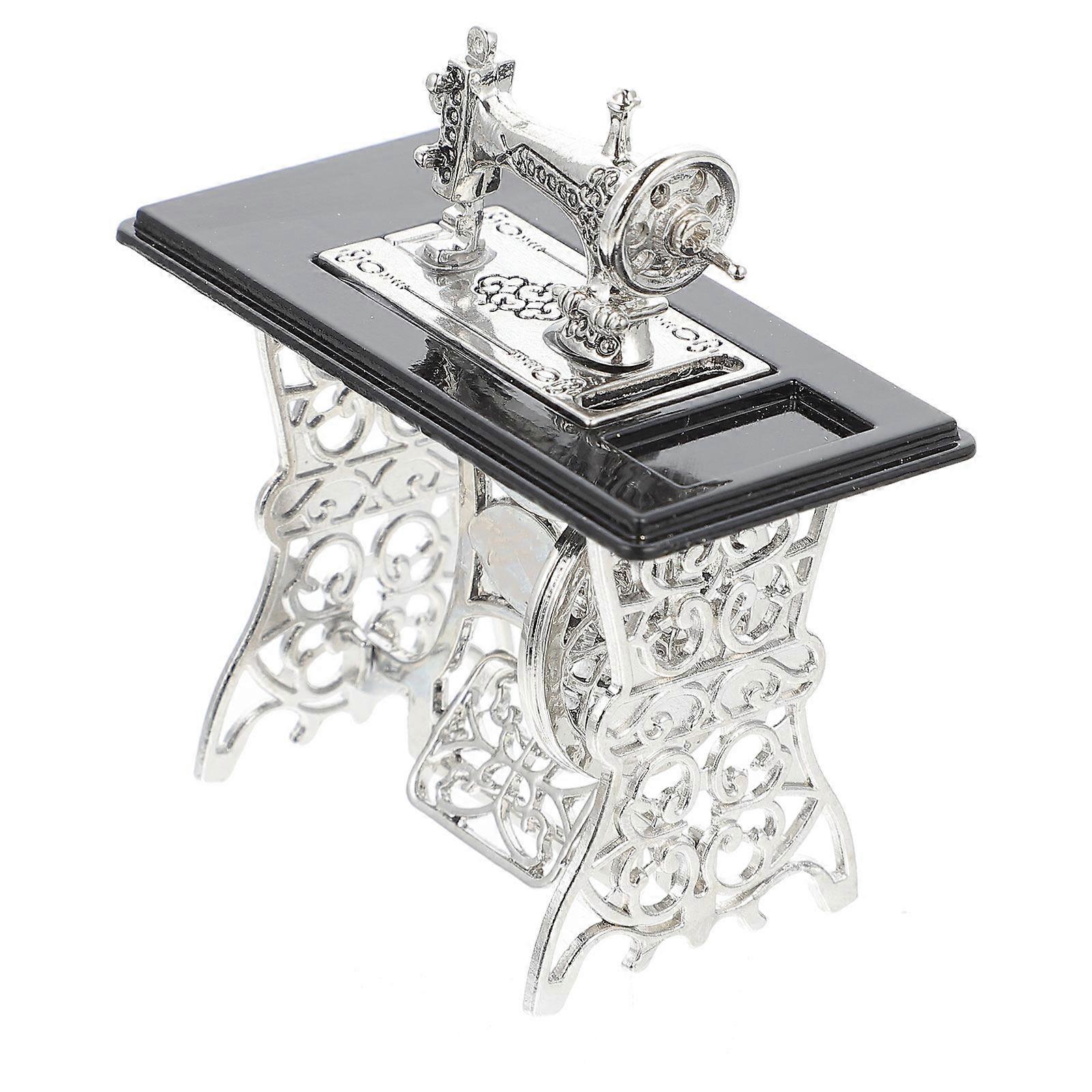 Mini Foot Sewing Machine Model for Decor 1Pcs Black Alloy