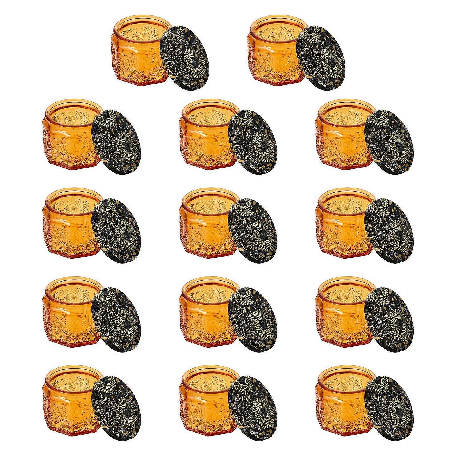 Glass Candle Jar for Candle Making with 28Pcs Embossed Round Containers