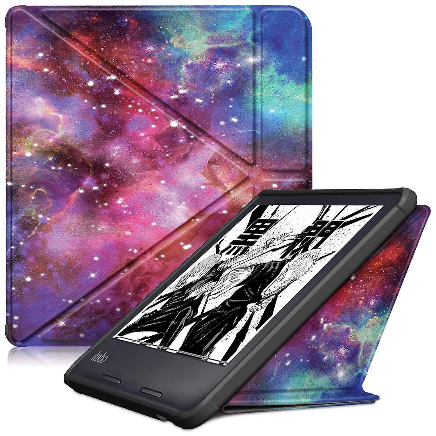 Do Kobo Libra Colour / Libra 2 Case Origami Stand PU Leather Pattern E-reader Protective Cover