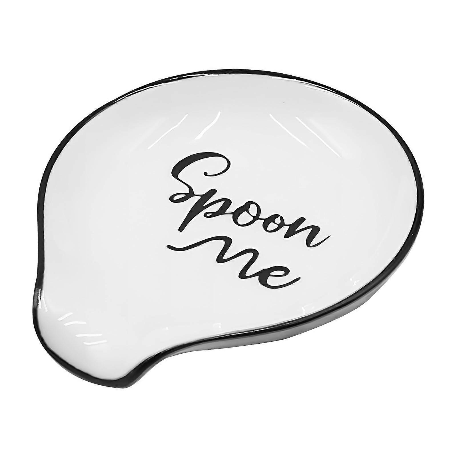 White Ceramic Spoon Rest for Kitchen Utensils, Mess Countertop, Dishwasher Safe